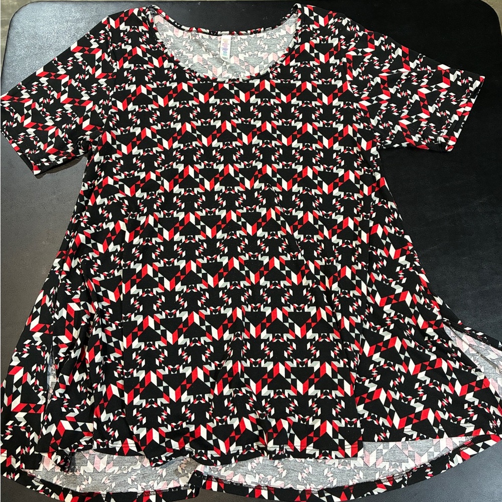 LuLaRoe Black and Red Geometric Blouse
